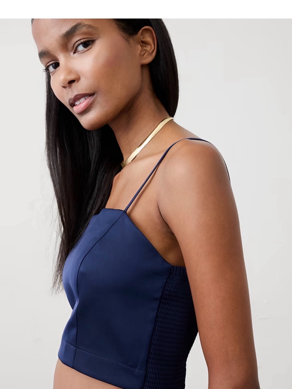 Banana Republic Navy Satin Spaghetti Strap Crop Camisole: Brand New with Tags